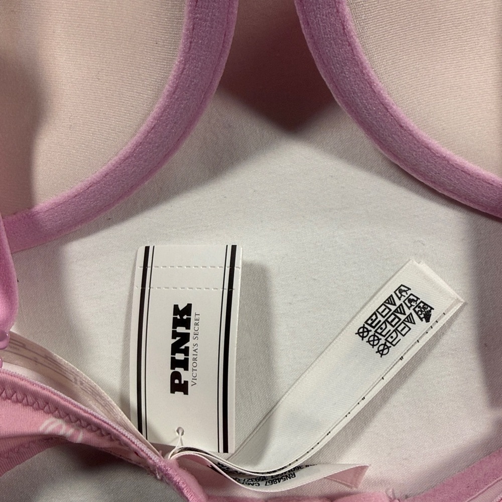 PINK Victoria's Secret Pink Bra with Red Heart Print - Picture 4 of 6